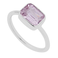 2.36cts faceted natural pink morganite 925 sterling silver ring size 6.5 n33678