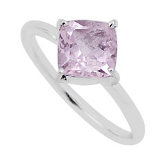 2.37cts faceted natural pink morganite 925 sterling silver ring size 6 n33664