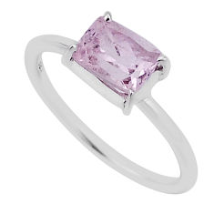 1.46cts faceted natural pink morganite 925 sterling silver ring size 8 n33667