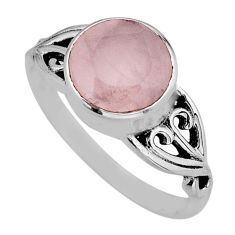 4.82cts faceted natural pink rose quartz 925 sterling silver ring size 9 y80728