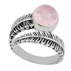 3.25cts faceted natural pink rose quartz round 925 silver ring size 5.5 y45812