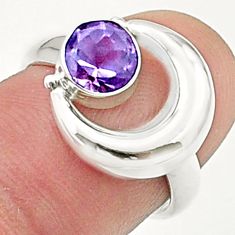 1.21cts faceted natural purple amethyst 925 silver moon ring size 9 u36628