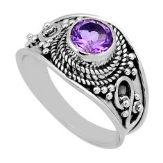 1.15cts faceted natural purple amethyst 925 sterling silver ring size 6.5 n43204
