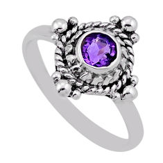 0.90cts faceted natural purple amethyst 925 sterling silver ring size 8.5 n44981