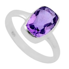 2.57cts faceted natural purple amethyst 925 sterling silver ring size 6.5 n46546