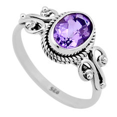 1.98cts faceted natural purple amethyst 925 sterling silver ring size 6.5 n47113