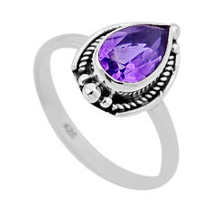 2.14cts faceted natural purple amethyst 925 sterling silver ring size 6.5 n47794