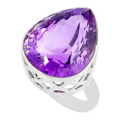 15.37cts faceted natural purple amethyst 925 sterling silver ring size 6 y52825