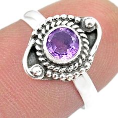 0.90cts faceted natural purple amethyst 925 sterling silver ring size 7 u51573