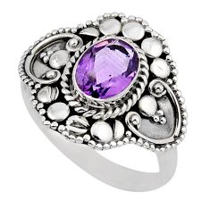 1.99cts faceted natural purple amethyst 925 sterling silver ring size 7 y46972