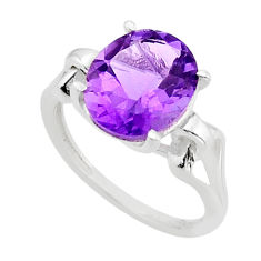 5.40cts faceted natural purple amethyst 925 sterling silver ring size 7 y78971