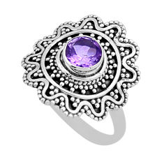 0.92cts faceted natural purple amethyst 925 sterling silver ring size 8 n53981