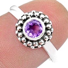 Clearance Sale- 0.89cts faceted natural purple amethyst 925 sterling silver ring size 8 u51594