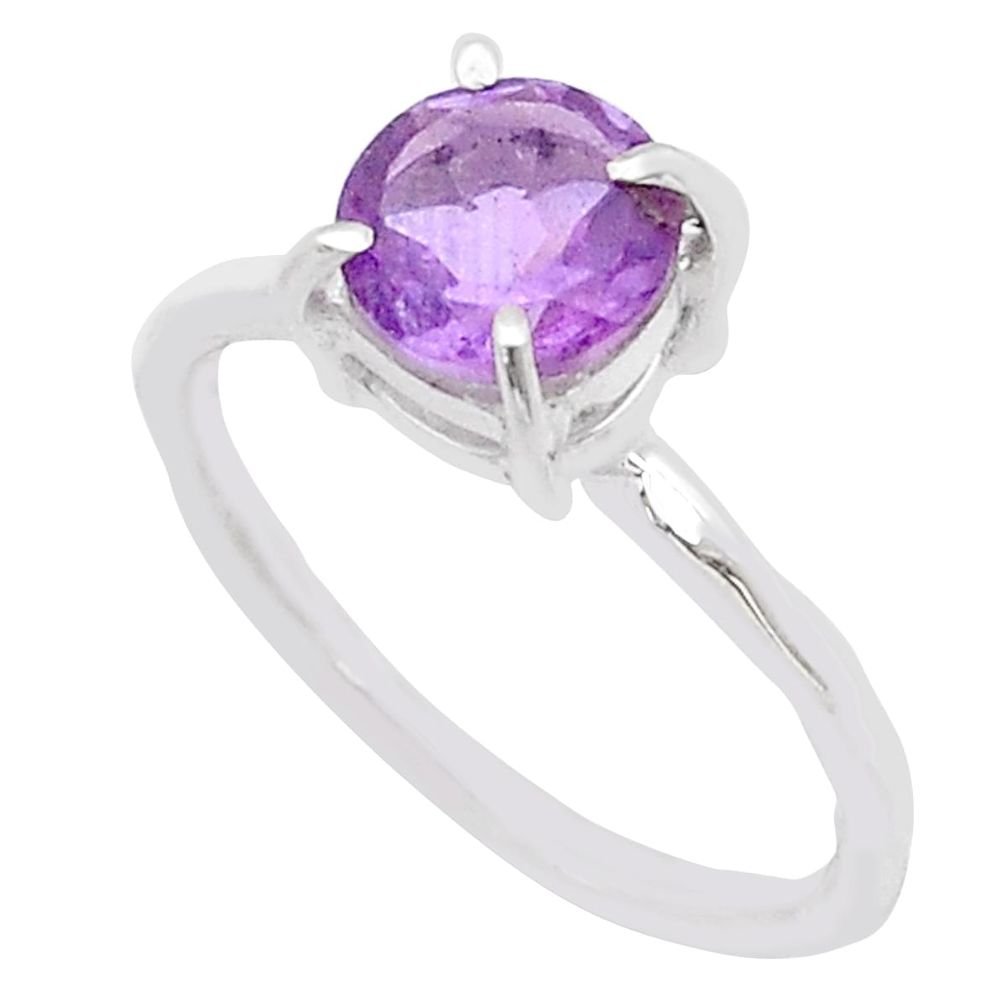 natural purple amethyst 925 sterling silver ring size 8 u60689