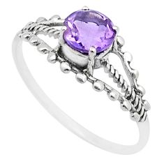 1.06cts faceted natural purple amethyst 925 sterling silver ring size 8 u62725