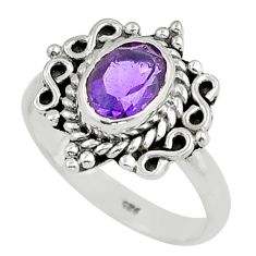 1.45cts faceted natural purple amethyst 925 sterling silver ring size 8 u87105