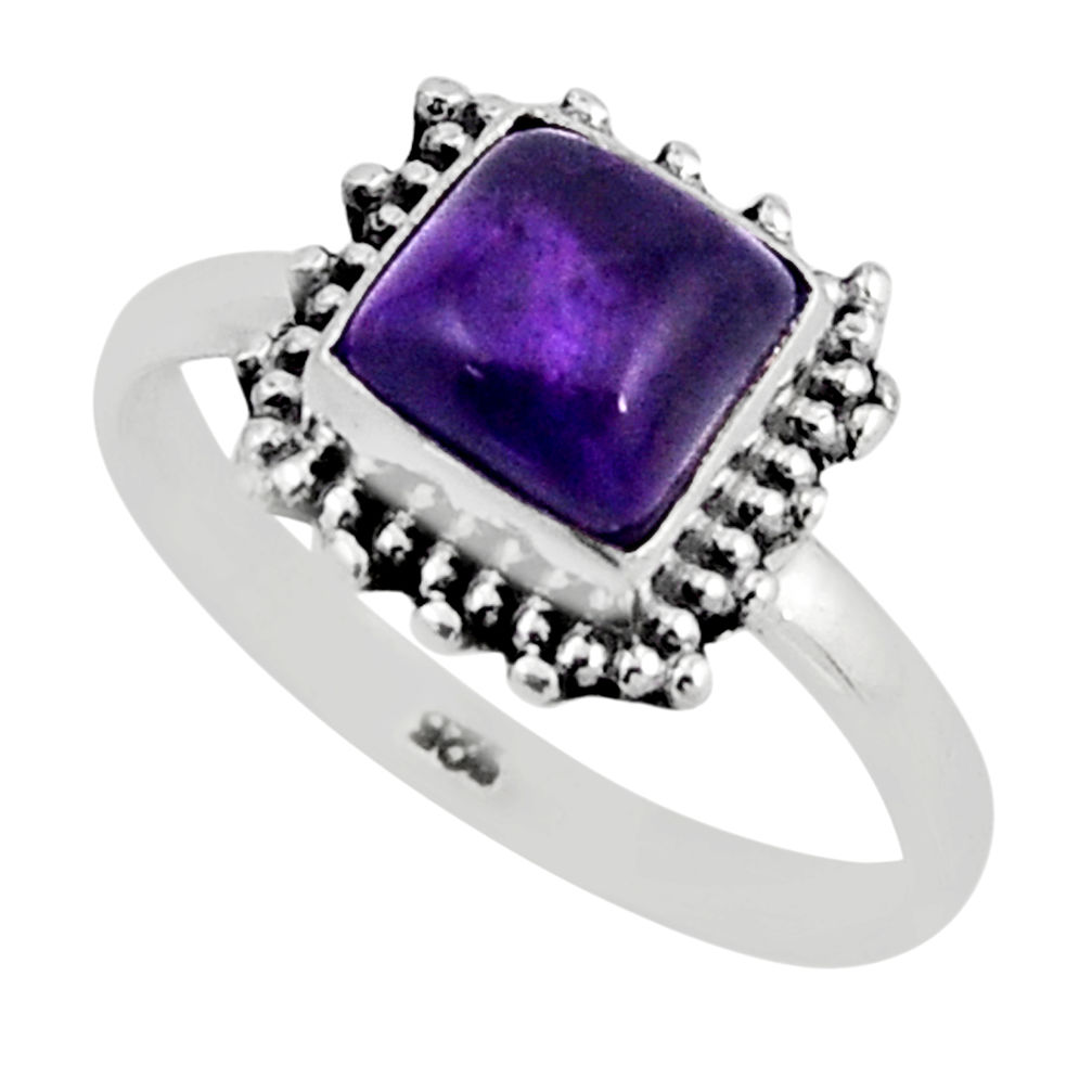 2.14cts faceted natural purple amethyst 925 sterling silver ring size 8 y55304
