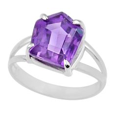 6.93cts faceted natural purple amethyst 925 sterling silver ring size 9 y25973