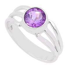 2.43cts faceted natural purple amethyst 925 sterling silver ring size 7.5 u60695