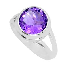 4.92cts faceted natural purple amethyst 925 sterling silver ring size 6.5 y16304