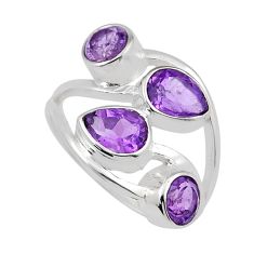 5.28cts faceted natural purple amethyst 925 sterling silver ring size 7.5 y37286