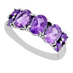 5.06cts faceted natural purple amethyst 925 sterling silver ring size 8.5 y46007