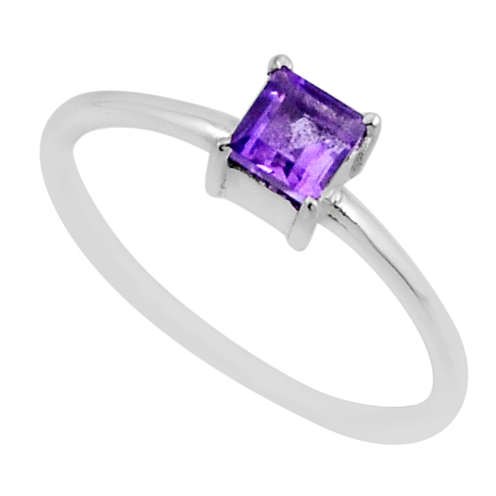 Clearance Sale- 0.59cts faceted natural purple amethyst 925 sterling silver ring size 5.5 y55054