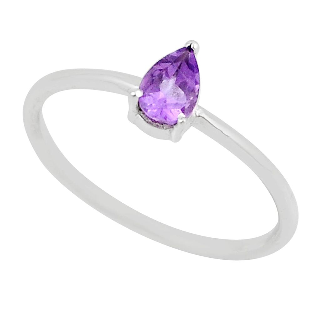 0.57cts faceted natural purple amethyst 925 sterling silver ring size 7.5 y55063