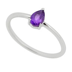 0.94cts faceted natural purple amethyst 925 sterling silver ring size 7.5 y55150