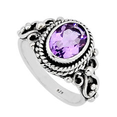 2.02cts faceted natural purple amethyst 925 sterling silver ring size 4.5 y66416