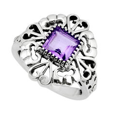 3.26cts faceted natural purple amethyst 925 sterling silver ring size 8.5 y78517