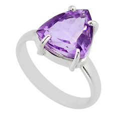 5.84cts faceted natural purple amethyst 925 sterling silver ring size 8.5 y79251