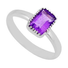 1.30cts faceted natural purple amethyst 925 sterling silver ring size 6.5 y94208