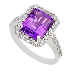 5.89cts faceted natural purple amethyst topaz 925 silver ring size 7 y93816