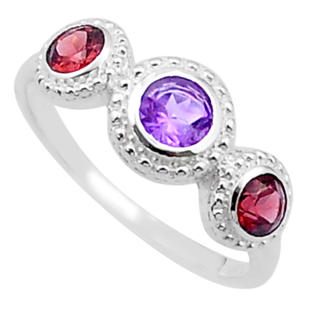 Clearance Sale- 2.48cts faceted natural purple amethyst tourmaline 925 silver ring size 7 u35342