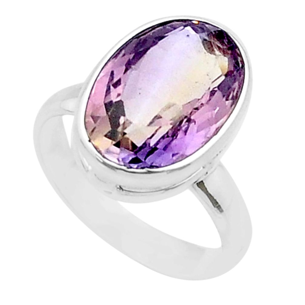 6.60cts faceted natural purple ametrine 925 sterling silver ring size 8 u42753