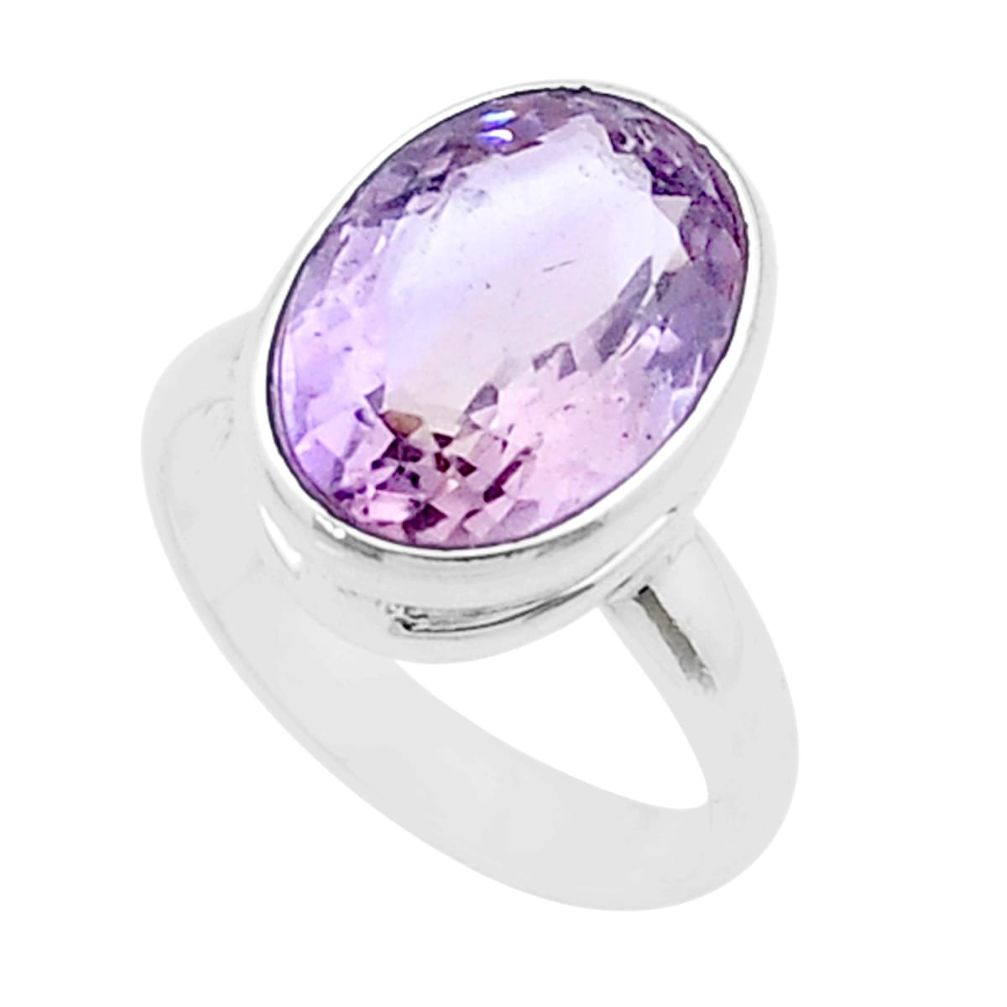 7.24cts faceted natural purple ametrine 925 sterling silver ring size 8 u42755