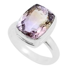 5.84cts faceted natural purple ametrine 925 sterling silver ring size 8 u42773