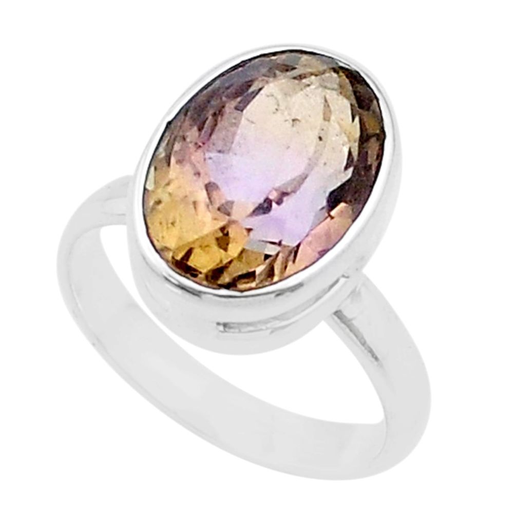 7.24cts faceted natural purple ametrine 925 sterling silver ring size 8.5 u42764
