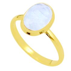2.84cts faceted natural rainbow moonstone 925 silver gold ring size 7 u34065