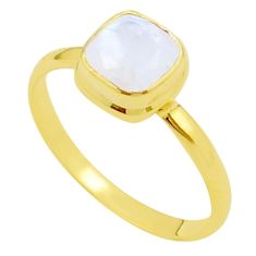 2.50cts faceted natural rainbow moonstone 925 silver gold ring size 8.5 u34048