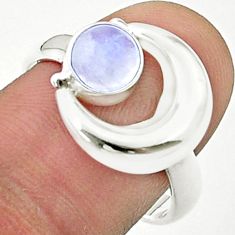 1.07cts faceted natural rainbow moonstone 925 silver moon ring size 7.5 u36643