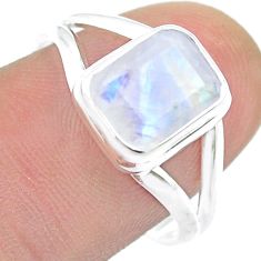 2.82cts faceted natural rainbow moonstone 925 silver ring size 8.5 u51304
