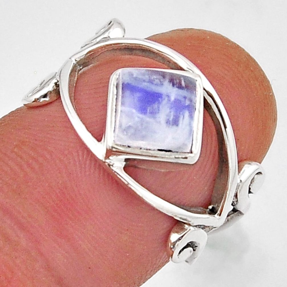 2.27cts faceted natural rainbow moonstone 925 sterling silver ring size 6 y46039