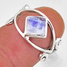 2.27cts faceted natural rainbow moonstone 925 sterling silver ring size 6 y46039