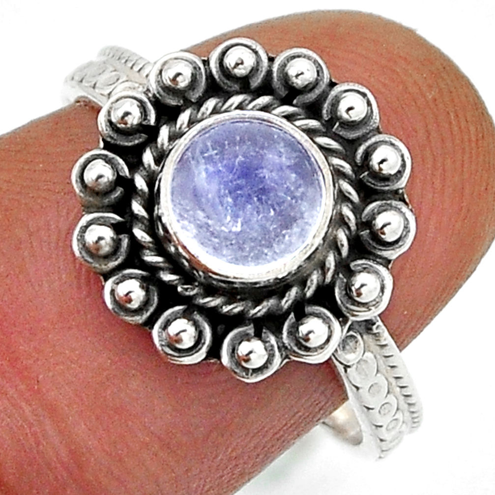 0.98cts faceted natural rainbow moonstone 925 sterling silver ring size 7 n43036