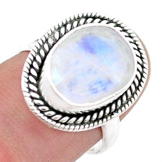 5.53cts faceted natural rainbow moonstone 925 sterling silver ring size 7 u46181
