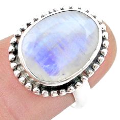 6.63cts faceted natural rainbow moonstone 925 sterling silver ring size 7 u46196