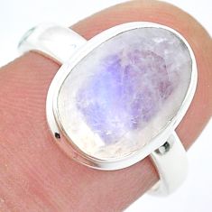 5.02cts faceted natural rainbow moonstone 925 sterling silver ring size 7 u46498