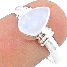 2.42cts faceted natural rainbow moonstone 925 sterling silver ring size 8 u34392